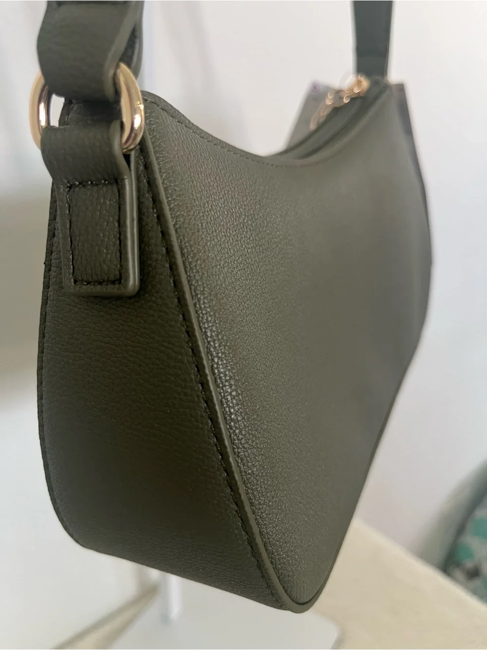 Tommy Hilfiger Olive Shoulder Bag with Gold Logo and Charm